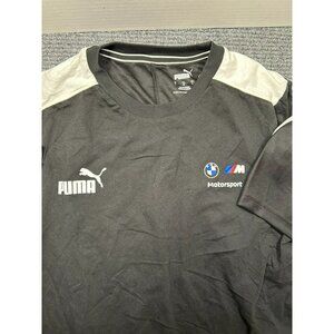 Puma BMW M Motorsport Mens T-Shirt Black/Gray Crew Neck Size L Cotton Blend